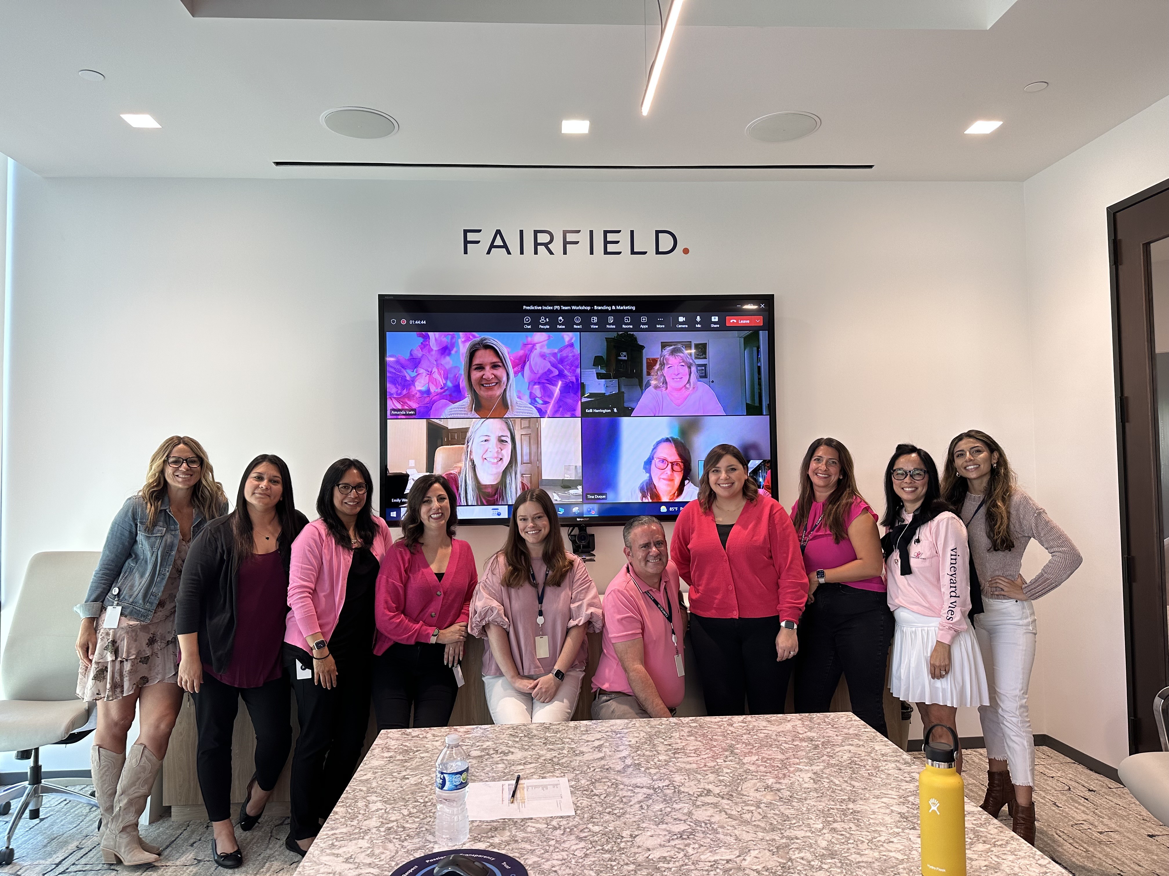 Fairfield Marketing team celebrates Breast Cancer Awareness Month 2023 by wearing pink