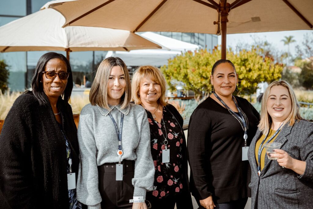 Fairfield employees happy to socialize face to face again at our Back to the office happy hour at our brand new corporate office.