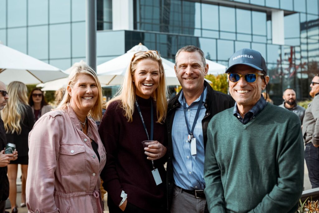 Fairfield employees happy to socialize face to face again at our Back to the office happy hour at our brand new corporate office.