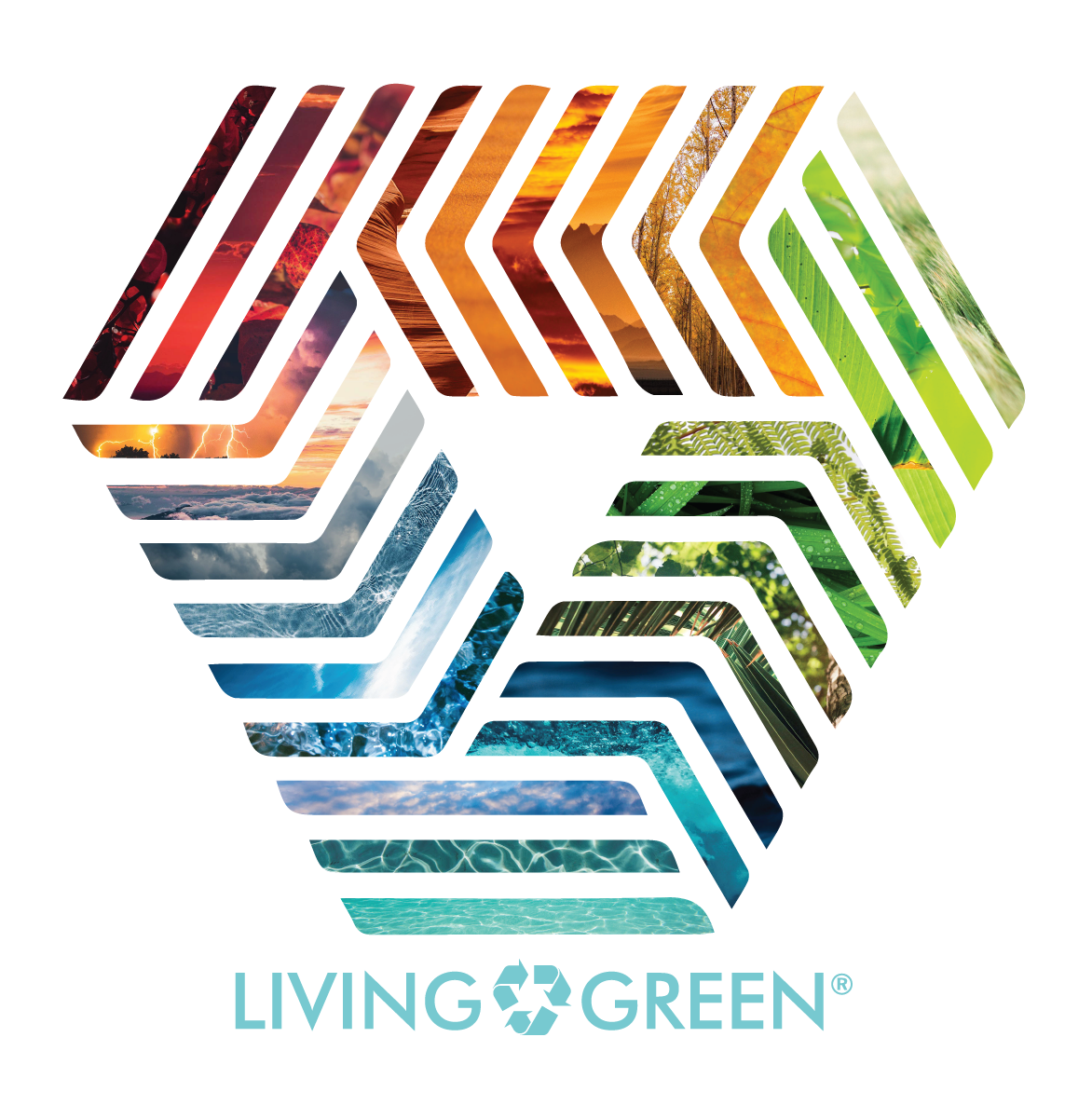 A colorful Living Green logo.